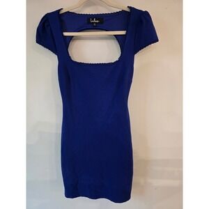 Lulus‎ Blue Mini Dress Bodycon Cutout Back Short Sleeve Party Cocktail